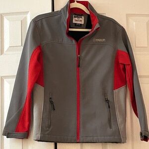 Magellan Outdoors Kids Boys L 14 16 Soft Shell Jacket Gray Red Full Zip Hiking